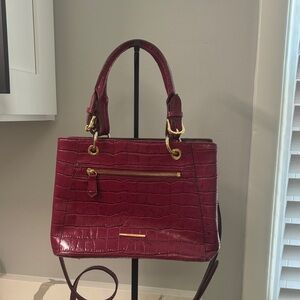 Samantha Thavasa Red Croc-Embossed Satchel